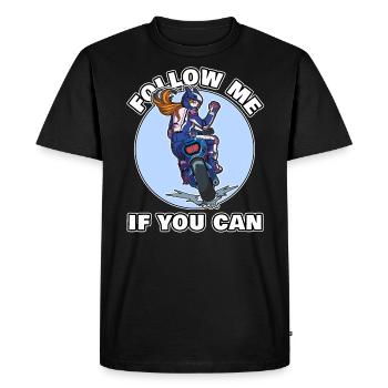 Biker Girl Follow me if you can T-Shirt - T-shirt Premium bio Homme - noir - Devant - Nico (187cm)