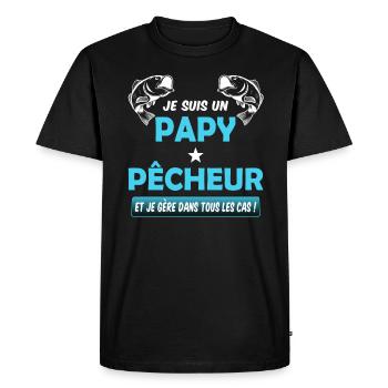 Papy pêcheur - T-shirt Premium bio Homme - noir - Devant - Nico (187cm)