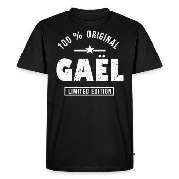 Gaël shirt personnalisé prénom gael - T-shirt Premium bio Homme - noir - Devant - Nico (187cm)