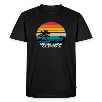 Sunset Beach Plages de Californie - T-shirt Premium bio Homme - noir - Devant - Nico (187cm)