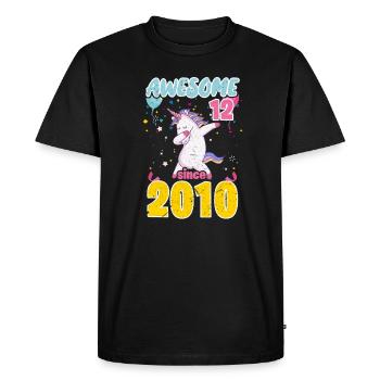 Licorne du 12e anniversaire - T-shirt Premium bio Homme - noir - Devant - Nico (187cm)