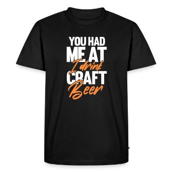 Bière - T-shirt Premium bio Homme - noir - Devant - Nico (187cm)