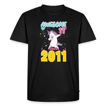 11ème Anniversaire Licorne 11 Ans 2011 Cadeau - T-shirt Premium bio Homme - noir - Devant - Nico (187cm)