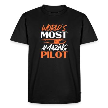 Cadeau Pilot Airplane Flying Flyer - T-shirt Premium bio Homme - noir - Devant - Nico (187cm)