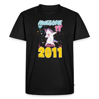 11th Birthday Unicorn - Men's Premium Organic T-Shirt - black - Front - Nico (187cm)