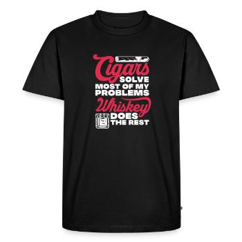 Cigare Whisky Fumer Fumer Cigare Cadeau - T-shirt Premium bio Homme - noir - Devant - Nico (187cm)