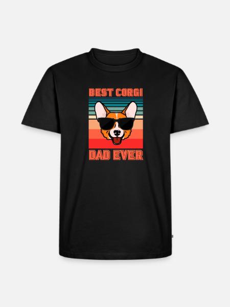 Corgi Vater - Männer Premium Bio T-Shirt - Schwarz