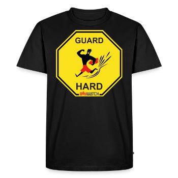 Baywatch Schild Guard Hard - Männer Premium Bio T-Shirt - Schwarz - Vorne - Nico (187cm)