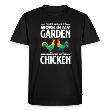 Chicken Farm Poultry Rooster Chickens Gift - Men's Premium Organic T-Shirt - black - Front - Nico (187cm)