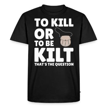 Costume de kilt écossais Saying - Jupe écossaise - T-shirt Premium bio Homme - noir - Devant - Nico (187cm)