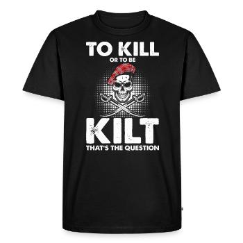 Costume de kilt écossais Saying - Jupe écossaise - T-shirt Premium bio Homme - noir - Devant - Nico (187cm)