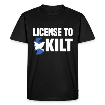 Scottish Kilt Costume Saying - Scottish Skirt - Men's Premium Organic T-Shirt - black - Front - Nico (187cm)