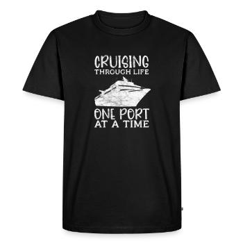 Bateau de croisière Cadeau de bateau de vacances - T-shirt Premium bio Homme - noir - Devant - Nico (187cm)