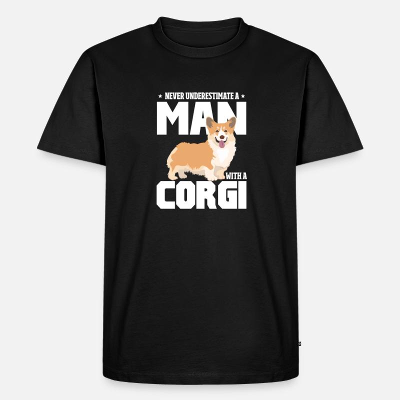 Corgi - Männer Premium Bio T-Shirt - Schwarz