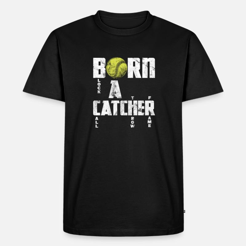 Softball - Männer Premium Bio T-Shirt - Schwarz