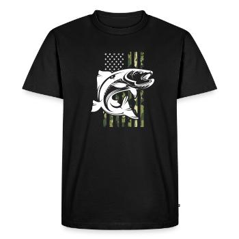 Pêcheur USA Fishing America Fishermen Fishing Gift - T-shirt Premium bio Homme - noir - Devant - Nico (187cm)