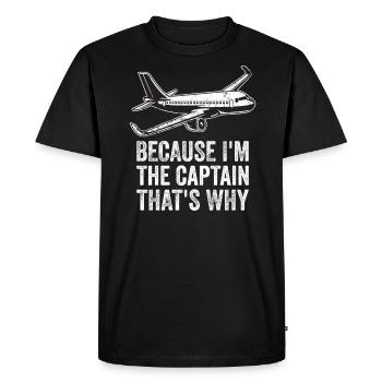 Parce que je suis le commandant de bord Pilot Flight Captain Flyer - T-shirt Premium bio Homme - noir - Devant - Nico (187cm)