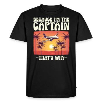 Parce que je suis le commandant de bord Pilot Flight Captain Flyer - T-shirt Premium bio Homme - noir - Devant - Nico (187cm)