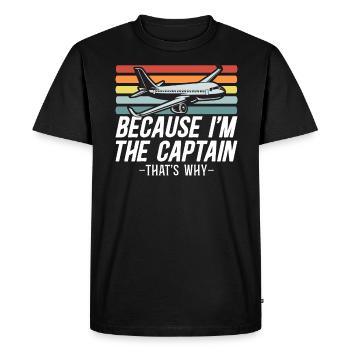 Parce que je suis le commandant de bord Pilot Flight Captain Flyer - T-shirt Premium bio Homme - noir - Devant - Nico (187cm)