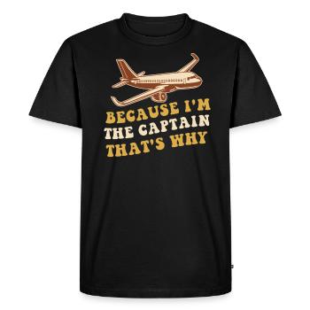 Parce que je suis le commandant de bord Pilot Flight Captain Flyer - T-shirt Premium bio Homme - noir - Devant - Nico (187cm)