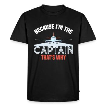 Parce que je suis le commandant de bord Pilot Flight Captain Flyer - T-shirt Premium bio Homme - noir - Devant - Nico (187cm)