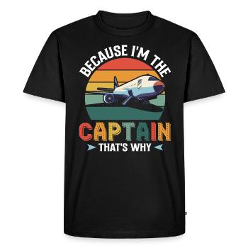 Parce que je suis le commandant de bord Pilot Flight Captain Flyer - T-shirt Premium bio Homme - noir - Devant - Nico (187cm)