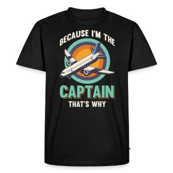 Parce que je suis le commandant de bord Pilot Flight Captain Flyer - T-shirt Premium bio Homme - noir - Devant - Nico (187cm)
