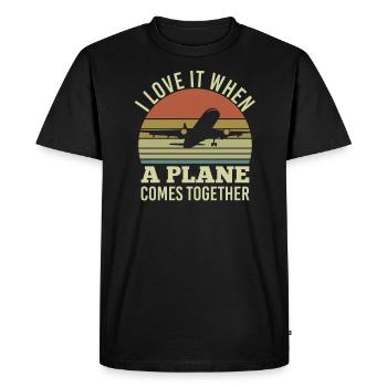 Capitaine pilote de ligne Jumbo Jet - T-shirt Premium bio Homme - noir - Devant - Nico (187cm)