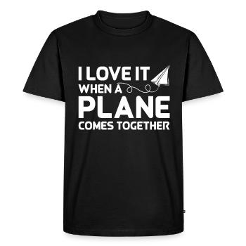 Pilote de ligne Pun Avion Aviation Pilote d’avion - T-shirt Premium bio Homme - noir - Devant - Nico (187cm)