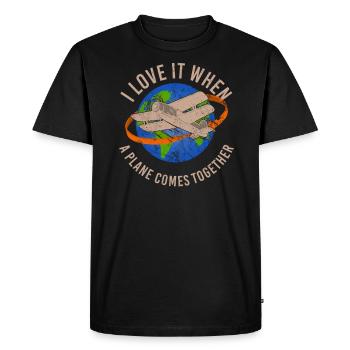 Jeu de mots sur le sujet de l’aviation de pilote de ligne pour - T-shirt Premium bio Homme - noir - Devant - Nico (187cm)
