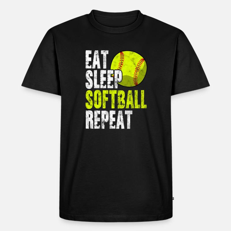 Softball - Männer Premium Bio T-Shirt - Schwarz