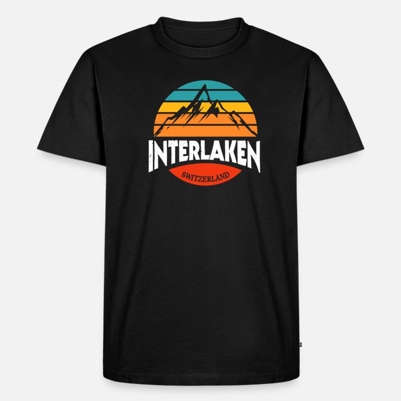 Interlaken - Männer Premium Bio T-Shirt - Schwarz