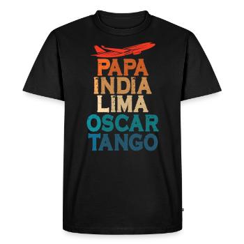 Alphabet Pilote Aviation Radio Airband Pilote de ligne - T-shirt Premium bio Homme - noir - Devant - Nico (187cm)