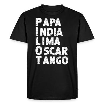Alphabet Pilote Aviation Radio Airband Pilote de ligne - T-shirt Premium bio Homme - noir - Devant - Nico (187cm)