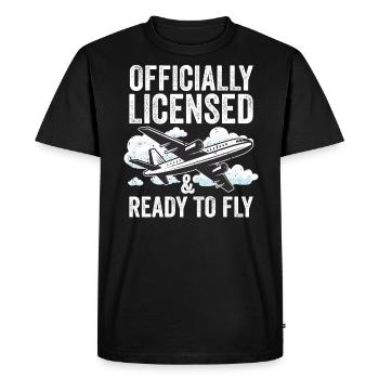 Licence de pilote de vol d’avion - T-shirt Premium bio Homme - noir - Devant - Nico (187cm)