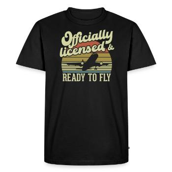 Flight license for a licensed pilot - Men's Premium Organic T-Shirt - black - Front - Nico (187cm)