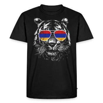 Arménie Arménie Lunettes de soleil Drapeau du tigre Drapeau - T-shirt Premium bio Homme - noir - Devant - Nico (187cm)
