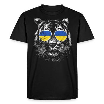 Ukraine Tiger Slava Ukraine Sunglasses Flag - Men's Premium Organic T-Shirt - black - Front - Nico (187cm)
