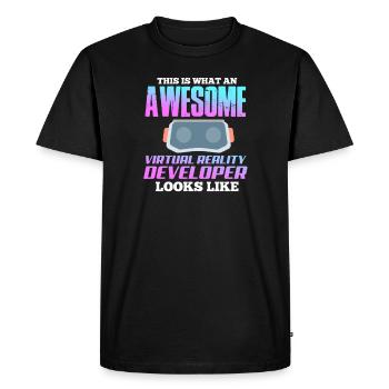 VR Virtual Reality - Men's Premium Organic T-Shirt - black - Front - Nico (187cm)