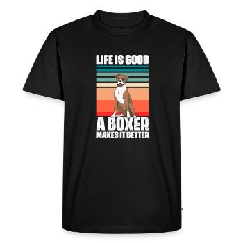 Boxer Chien Chien Allemand Boxer Cadeau - T-shirt Premium bio Homme - noir - Devant - Nico (187cm)