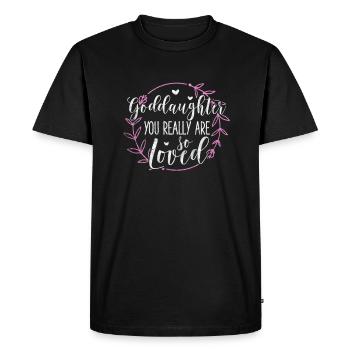 Marraine Tante Marraine Baptême Nièce Neveu Cadeau - T-shirt Premium bio Homme - noir - Devant - Nico (187cm)