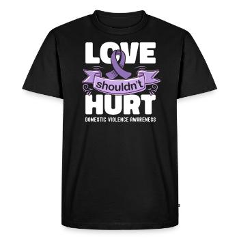 Anti Domestic Violence Love Shouldn't Hurt - Men's Premium Organic T-Shirt - black - Front - Nico (187cm)