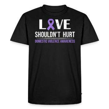 Anti Domestic Violence Love Shouldn't Hurt - Men's Premium Organic T-Shirt - black - Front - Nico (187cm)