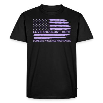 Anti Domestic Violence Love Shouldn't Hurt - Men's Premium Organic T-Shirt - black - Front - Nico (187cm)