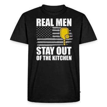 Real men stay out of the kitchen pickleball - Men's Premium Organic T-Shirt - black - Front - Nico (187cm)