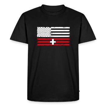 Suisse Amérique - T-shirt Premium bio Homme - noir - Devant - Nico (187cm)