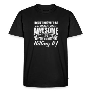 Marraine Tante Marraine Baptême Nièce Neveu Cadeau - T-shirt Premium bio Homme - noir - Devant - Nico (187cm)