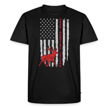 Légende de la chasse au cerf Red Chasse aux bois de cerf - T-shirt Premium bio Homme - noir - Devant - Nico (187cm)