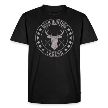 Légende de la chasse au cerf Red Chasse aux bois de cerf - T-shirt Premium bio Homme - noir - Devant - Nico (187cm)