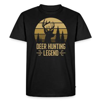 Légende de la chasse au cerf Red Chasse aux bois de cerf - T-shirt Premium bio Homme - noir - Devant - Nico (187cm)